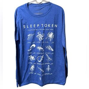 Sleep Token Ocean Animals Blue Long Sleeve Tee Size Small